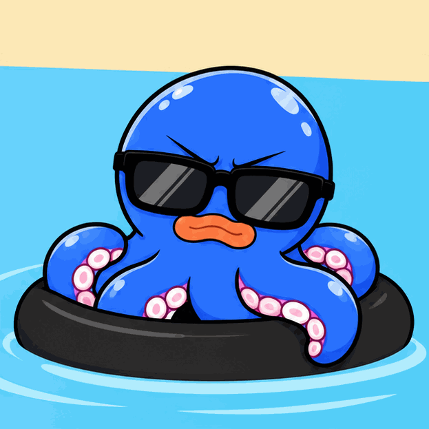 Professor Octo floating in the water